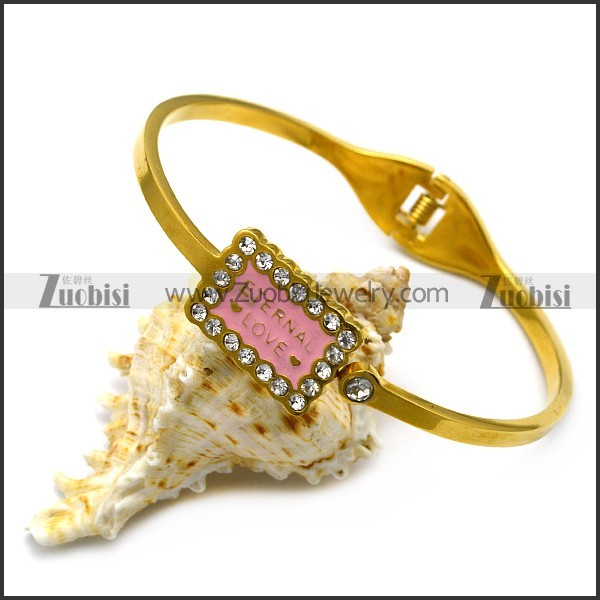 ETERNAL LOVE enamel bangle in k gold plating b007242