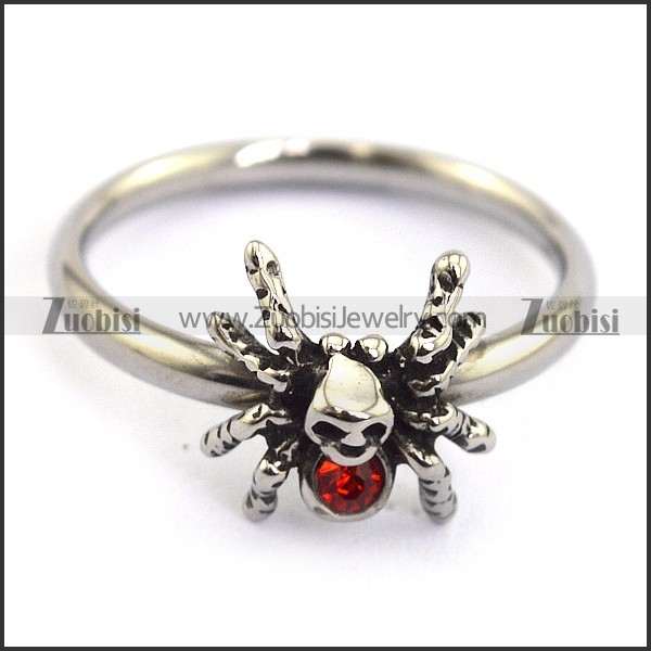 small spider ring with red rhinestone for women r002207