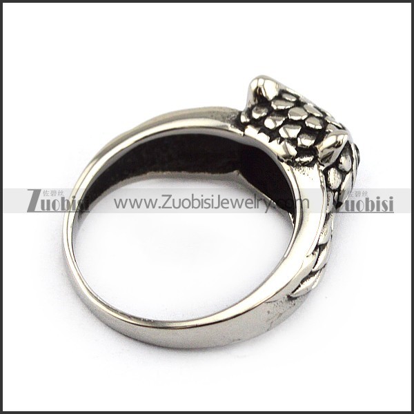 owl ring with 2 black stone eyes r001564