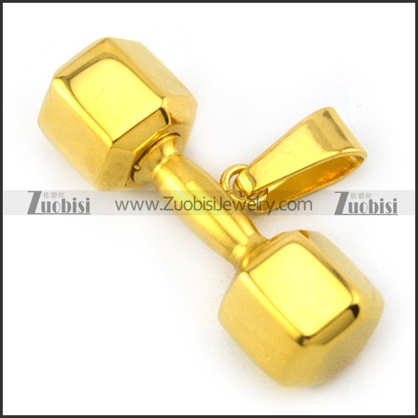 Gold Tone Special Dumbbell Stainless Steel Men's Pendant p004570