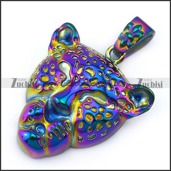 Colorful Tone Leopard Head Pendant p004887