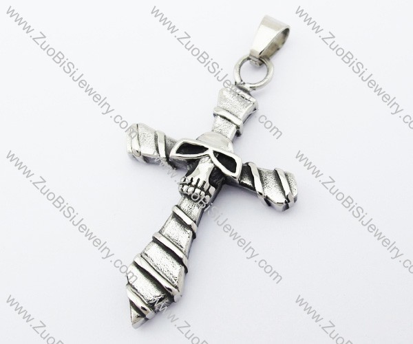 Stainless Steel Skull Cross Pendant - JP370048