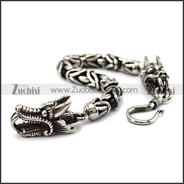 Stainless Steel Casting Chain Bracelet with Two Drogon Head Ends b006347