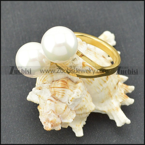 Pearl Ring Designs for Women in Yellow Golden Steel Band r004030