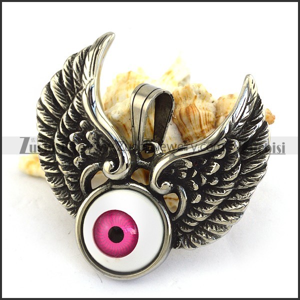 Big Violet Eyeball Angel Wing Pendant p002193