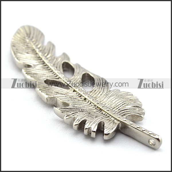 Silver Feather Steel Pendant p002822