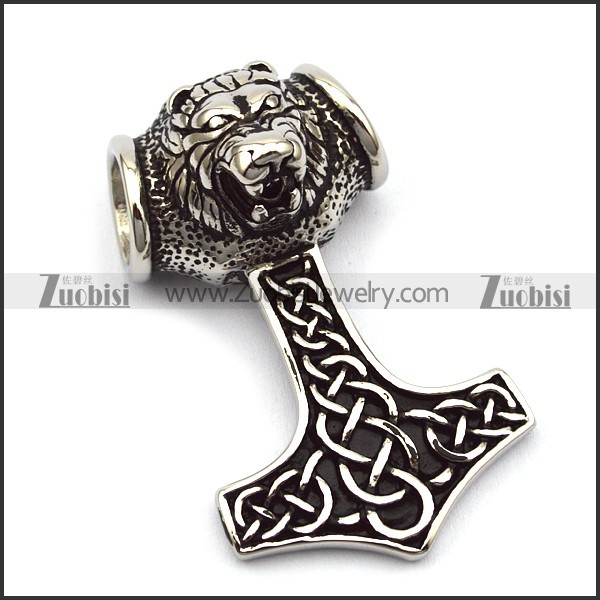 5.3CM Big Vintage Silver Lion Head Pendant p006184