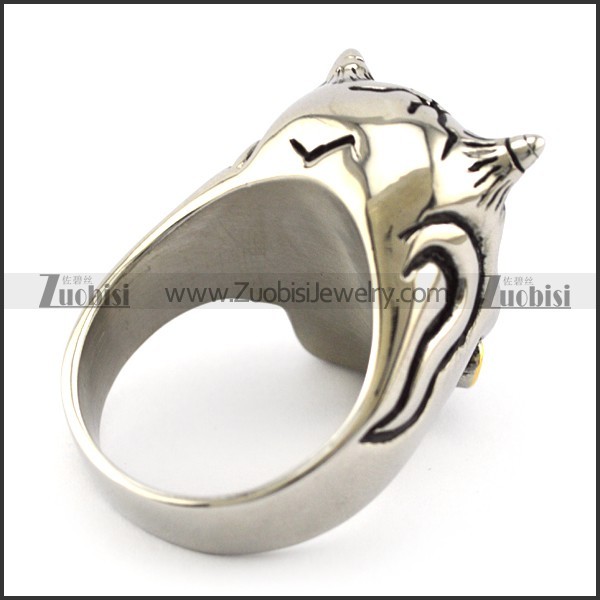 Solid Back One Red Crystal Eye Viking Skull Ring Biting Bullet r004913