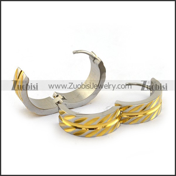 Unique 2 Plating Tones Stainless Steel Earring - e000006
