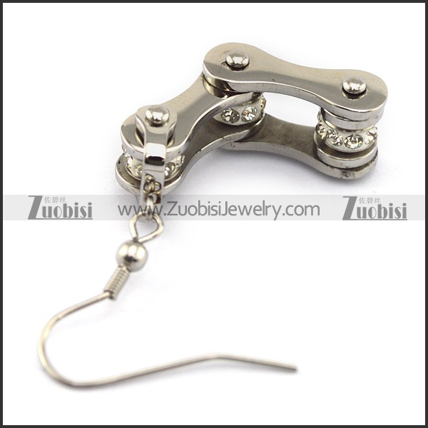Silver Stainless Steel Crystal Biker Earrings e001160