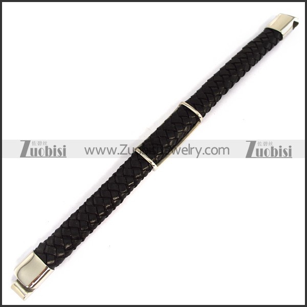 genuine leather bracelet in stainless steel b001931