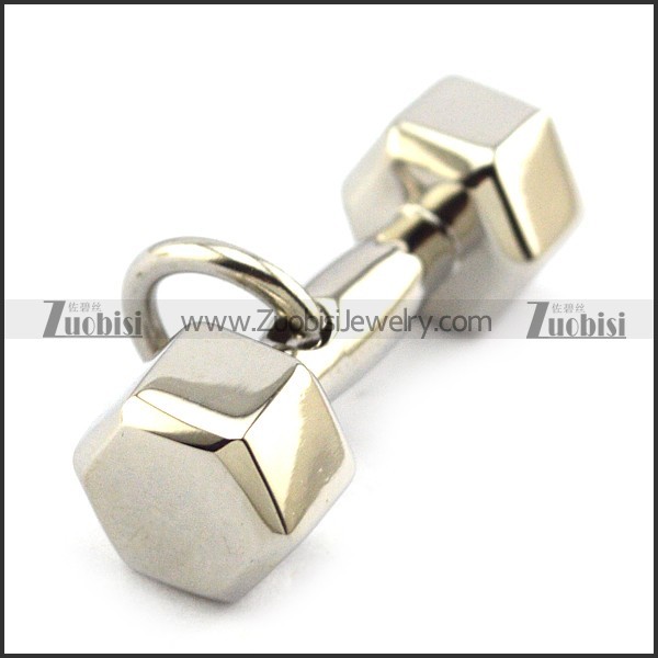 Silver Stainless Steel Dumbbell Pendant for Sport Lovers p004776