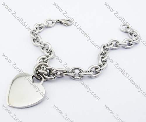 Heart Charm Stainless Steel Chain Bracelet - JB200120