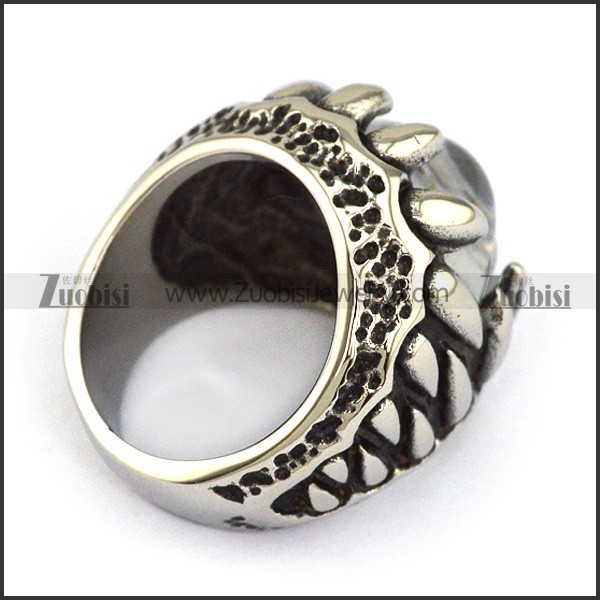 Unique Black Eye Ball Ring in 316L Stainless Steel -JR350186