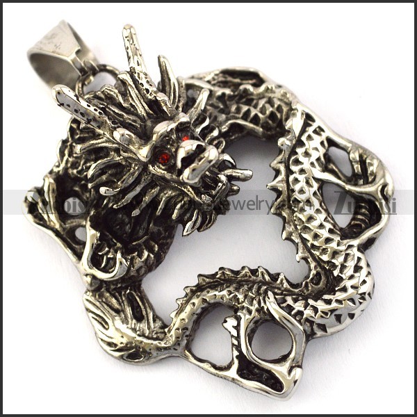 Big Retro Stainless Steel Dragon Pendant p005730