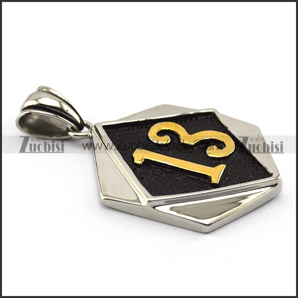Biker Pendant with Golden Diamand and 13 p004288
