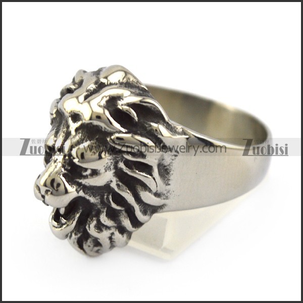 Silver Tone Lion Ring for Unisex r004960