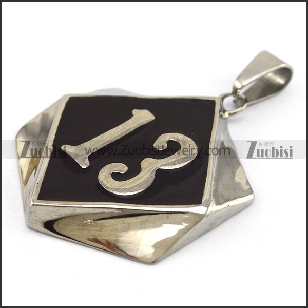 13 Biker Pendant in Red Epoxy Stainless Steel p002544