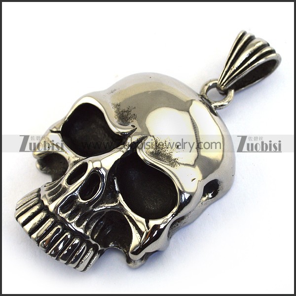 Large High Polishing Steel Skull Pendant p003467