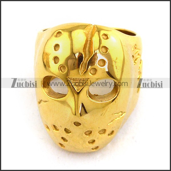 Shiny Gold Plating Jason Mask Ring r003710