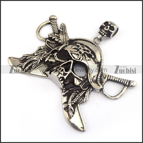 Big Stainless Steel Pirate Pendant - JP170163