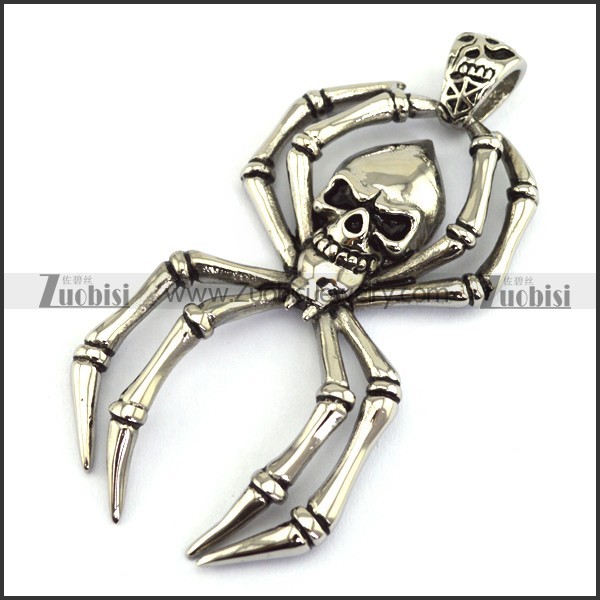 Silver Stainless Steel Spider Pendant p003286