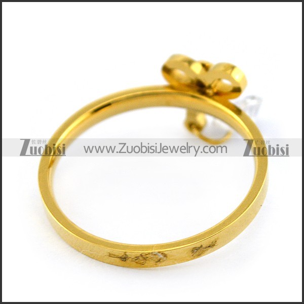 Yellow Gold Plating Steel Butterfly Ring for Girls r004452