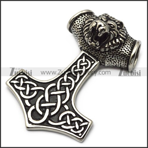 Heavy Large Viking Lion Head Pendant in 75mm Long p007277