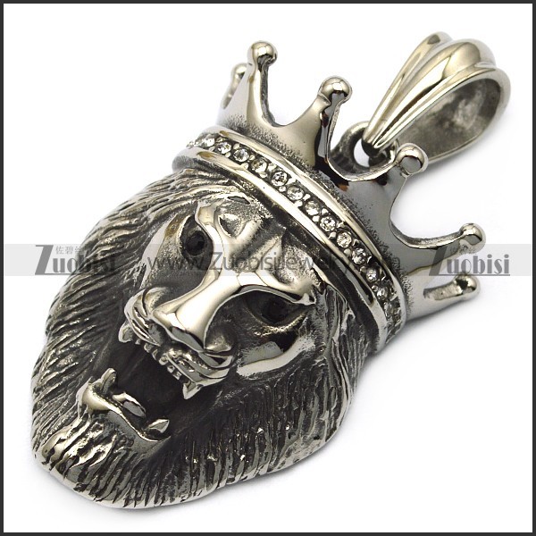 lion king stainless steel hip hop bling pendant p007310