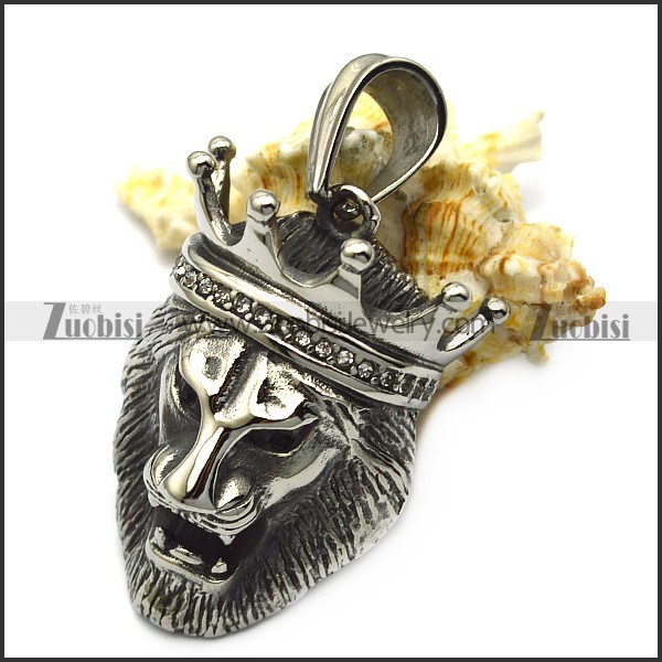 lion king stainless steel hip hop bling pendant p007310
