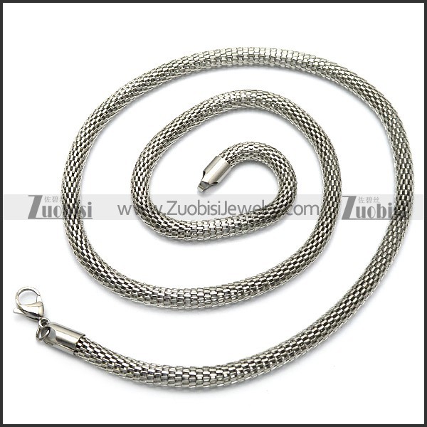 Delicate Hollow Round Braided Stainless Steel Mesh Snake Chain Necklace n002156