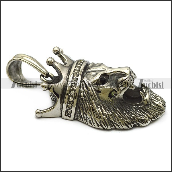 lion king stainless steel hip hop bling pendant p007310