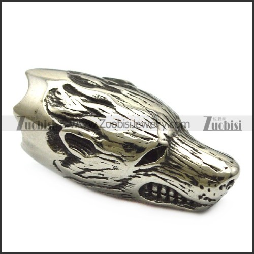 wolf end cap as terminator for making round cord into bracelet or necklace a000603