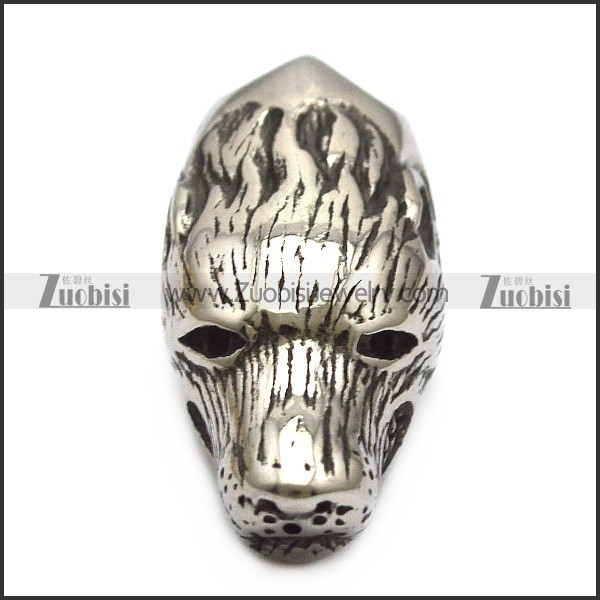wolf end cap as terminator for making round cord into bracelet or necklace a000603