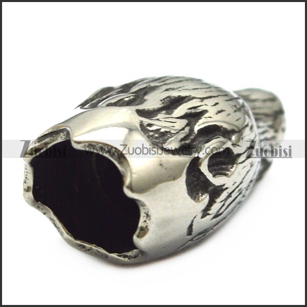 wolf end cap as terminator for making round cord into bracelet or necklace a000603