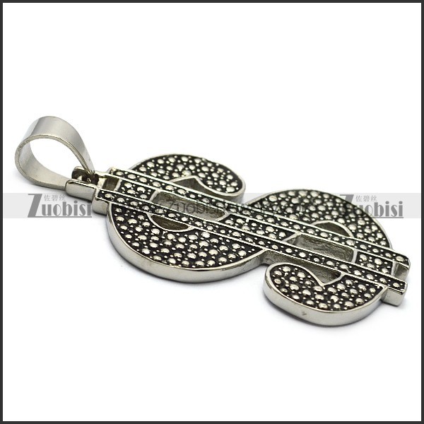 vintage style stainless steel US dollar sign pendant p007601