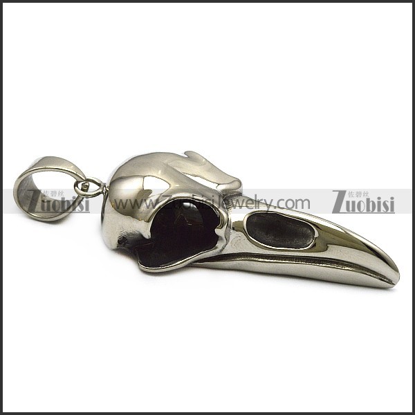 silver tone stainless steel raven pendant p007400