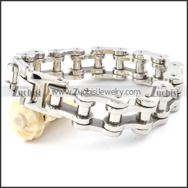 Silver Stainless Steel Chain Bracelet for bikers - b000357