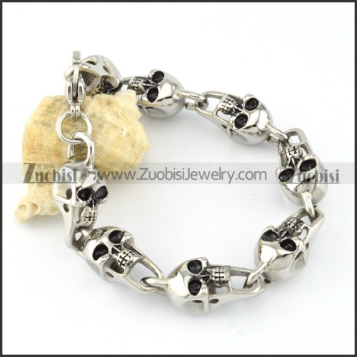 3D Stainless Steel Skull Bracelet -b000715