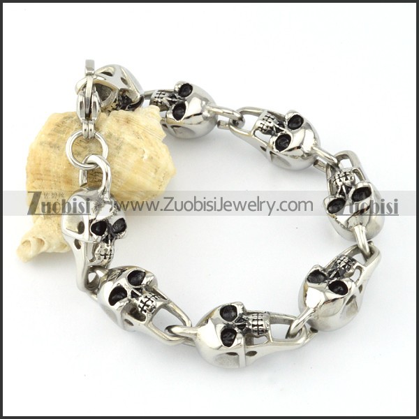 3D Stainless Steel Skull Bracelet -b000715