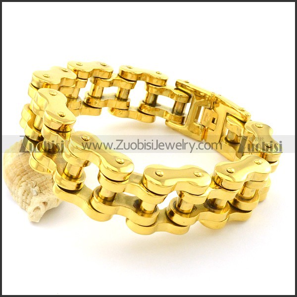 23mm Wide Gold Stainless Steel Biker Bracelets for Heavy Men -b001330