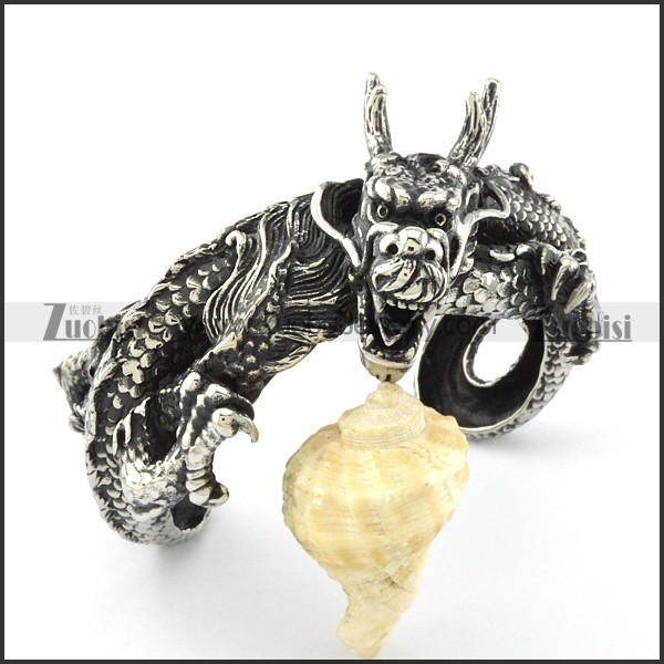 Mens' Stainless Steel Dragon Bangle for Motorcycle Lovers -b001082
