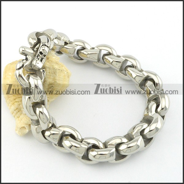 Shiny Smooth Casting Bead Bracelet with Skull Buckle b001565