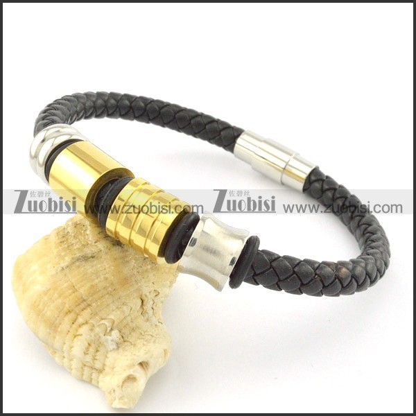 diameter of 6mm black leather bracelets b001614