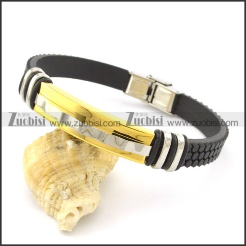 rubber bracelet with stainless steel parts b001726