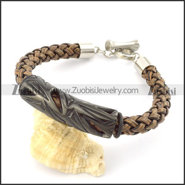 braided leather bracelet with OT buckle b001848