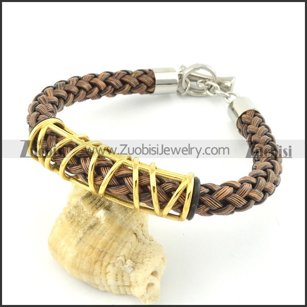braided leather bracelet with OT buckle b001837