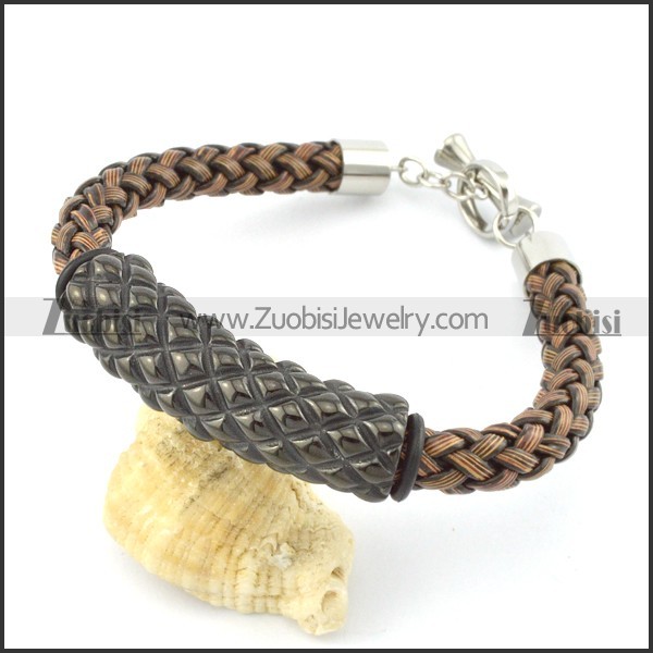 braided leather bracelet with OT buckle b001860