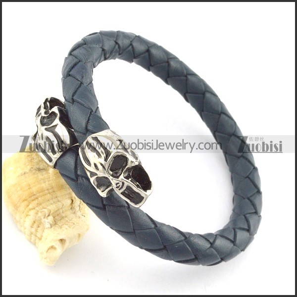 genuine leather bracelet in stainless steel b001871