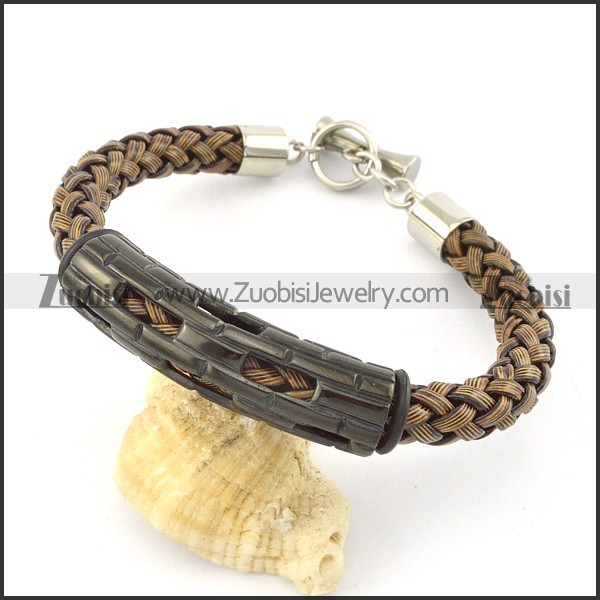 braided leather bracelet with OT buckle b001856